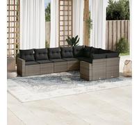 Genérico salón de jardín de 9 piezas con cojines de resina trenzada gris | Modular, Almacenamiento Bajo El Asiento, Bolsa Impermeable Incluida, Funda Extraíble Y Lavable