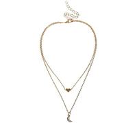 Genérico San Valentín aniversario de boda joyas encanto luna corazón colgante doble capa collar fiesta mujer joyería regalo regalo para mujeres niños niño collar Deft a tratado