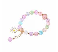 Genérico San Valentín Colores Preciosos Abuelita Mm Anillos Flor Multi Perlas Estilo Accesorios hechos a mano Cuentas de cadena de mano de fresa Clásico Pulsera Mujer Pareja Joyería, talla única