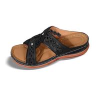 Genérico Sandale Randonnee Femme Pantuflas de Mujer con Diseño de Punta Bordada y Tacón de Cuña para un Estilo Casual Veraniego (Black, 39)