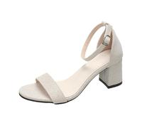 Genérico Sandales à talons hauts pour femme style européen et américain avec bout carré ouvert et boucle droite design et confortable pour occasions élégantes