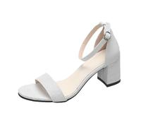Genérico Sandales à talons hauts pour femme style européen et américain avec bout carré ouvert et boucle droite design et confortable pour occasions élégantes