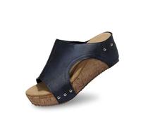 Genérico Sandales De Sport Et D'extérieur FemmePantuflas de Mujer para el Día y la Playa con Diseño Abierto y Cuña para una Comodidad Veraniega y Estilo Informal de Relax Total (Navy, 36)