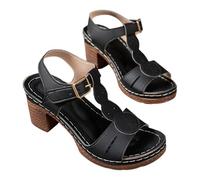 Genérico Sandales d'été pour femmes à talon épais avec boucle design ouvert et confortable pour un style décontracté quotidien