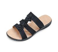 Genérico Sandales Et Mules Pour Femmes Pantuflas de Mujer con Diseño Floral y Cuña para un Estilo Veraniego Moderno y Relajado (Black, 36)