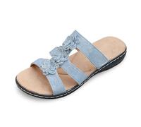 Genérico Sandales Femme été Confortable Pantuflas de Mujer con Diseño Floral y Cuña para un Estilo Veraniego Moderno y Relajado (Light Blue, 42)