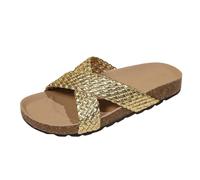 Genérico Sandales Femme été Sandalias de Cuña para Mujer con Suela Gruesa y Diseño Elegante para Uso Informal en Verano y Paseos por la Playa (Gold, 42)