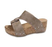 Genérico Sandales Femme été Sandalias de Mujer con Suela Gruesa para Estilo Veraniego y Confort al Libre en Punta Abierta (Khaki, 40)