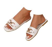 Genérico Sandales plates d'été pour femmes en cuir souple confortables et faciles à enfiler avec un design élégant à bout ouvert pour toutes vos occasions estivales