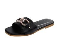 Genérico Sandales plates d'été pour femmes en cuir souple confortables et faciles à enfiler avec un design élégant à bout ouvert pour toutes vos occasions estivales