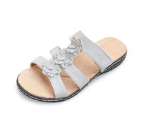 Genérico Sandales Randonne Femme Pantuflas de Mujer con Diseño Floral y Cuña para un Estilo Veraniego Moderno y Relajado (Grey, 42)