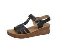 Genérico Sandalia Compensada Mujer Verano Sandalias Cómodo Cuñas Zapatos Antida Rapantes Transpirable Y Desnuda Bohemia Punta Abierta Con Tacón Plataforma Comfy Tamaño 36-43, Negro , 40 EU