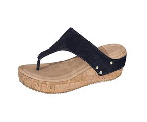 Genérico Sandalia Dorada Mujer - Sandalias De Verano Con Diseño De Espiga De Estilo Europeo Y Americano Talla Grande Color Liso Novedad Con Cabeza Redonda Y Suela Gruesa A La Moda Para Mujer