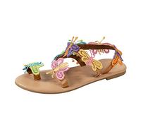 Genérico Sandalia Mujer,Sandalias de mujer de moda de primavera y verano con parte inferior plana y deslizamiento ligero en estilo Casual de de dibujos animados de punto colorido