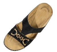 Genérico Sandalia Plana Mujer Cómodas Sandalias Barefoot Sandalias de Mujer,Zapatos Suaves,de Corte Clásico,Atléticos,Para Yoga,Para Vestir,con Elástico En El (Black,43)