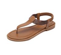 Genérico Sandalia Plana Mujer Cómodas Sandalias Comodas Zapatos de Elastic Casual Sandals Dee Flip Flip Femen'S Round Sandalias Femeninas Sandalia Cerrada Mujer Zapatos de Verano (Brown,41)