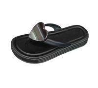 Genérico Sandalia Plana Mujer Cómodas Sandalias Confort Pantuflas de Mujer con Diseño de Corazón Melocotón,Nuevas Zapatillas Playa para Exteriores,Pantuflas Sandalias Cuña (Black,40)