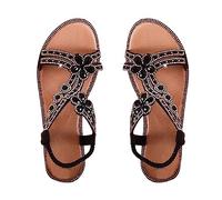 Genérico Sandalia Plana Mujer Comodas Sandalias Confort Sandalias de Verano con Flores Cómodas para Mujer A La con de Imitación Y Tamaño Cuña Sandalia Comodas Zapatos Verano 2026 (Black,36)