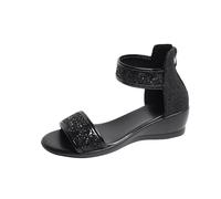 Genérico Sandalia Plana Mujer Cómodas Sandalias Doradas Women'S Heels Sandals Open Toe High Heel Zipper Back Platform Low Block Chunky Heels Dress Shoes Sandalia Minimalistas Mujer Negras (Black,43)