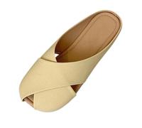 Genérico Sandalia Plana Mujer Cómodas Sandalias Marrones Pantuflas de Verano para Mujer con Puntera Envuelta,Plana,Versátiles,con de Pez,Modernas Y Sandalias Minimalistas Zapatos (Yellow,40)