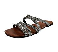 Genérico Sandalia Plana Mujer Sandalias Comodas Mujer Sandalias Planas Retro Para,Zapatillas Informales de A La Para Verano,Zapatos,de Verano (Silver,37)