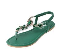 Genérico Sandalia Plana Mujer Sandalias Marrones Mujer Chanclas Planas con Banda Elástica de Imitación de Verano A La para,Sandalias Playa Exteriores Comodas (Green,38)