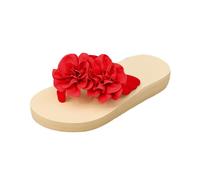 Genérico Sandalia Plana Mujer Sandalias Mujer Comodas Sandalias de Cuña para 2025,Chanclas Planas con Flores de Malla Y,Playa Verano Tacon (Red,40)