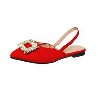 Genérico Sandalia Plana Mujer Sandalias Mujer Verano Vestir Sandalias Baotou Planas Elásticas para,Informales,Cómodas Y A La,de Verano,con Punta Sandalia Cerrada (Red,35)
