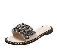 Genérico Sandalia Plana Mujer Zapatos de Verano Mujer Women'S Slippers Summer Retro All Flat Non Flops Casual Slippers Zapatos Comodos Verano Sandalias Dedo (Beige,35)