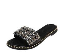 Genérico Sandalia Plana Mujer Zapatos de Verano Mujer Women'S Slippers Summer Retro All Flat Non Flops Casual Slippers Zapatos Comodos Verano Sandalias Dedo (Black,43)