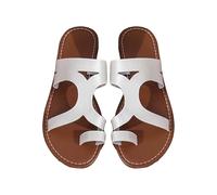 Genérico Sandalia Plana Mujer Zapatos Verano Mujer Zapatillas Planas de Verano Para,Con Punta Redonda,Informales,Cómodas Y de,Una Sola Palabra. Sandalias Hebilla (White,37)