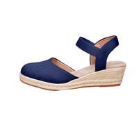 Genérico Sandalias Alpargatas de Cuña Mujer Alpargata Mujer Compensas Cerradas con Plataforma con Brida Tobillo Hebilla Ajustable Escarpins Tacones Mujer para Trabajo y Traje Vestida, azul, 43 EU