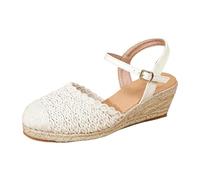 Genérico Sandalias Alpargatas Mujer con Bandeja Sandalias Mujer Verano Cómodo Flip Flop Casual Verano Punta Abierta Color Sólido Zapatos Casual Elegant, blanco, 36 EU