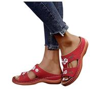 Genérico Sandalias Bordadas con Flores para Mujer, Sandalias de Cuero Bordadas con Flores, Vintage, Informales, Plantilla Suave, ortopédicas, con Soporte para el Arco