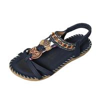 Generico Sandalias casuales de mujer negras con tacón inclinado y correas - Sandalia de verano romana con punta abierta, suela gruesa elástica y comodidad de piel sintética primavera-verano modernas
