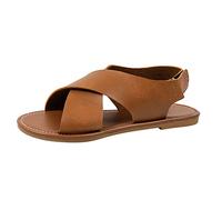 Genérico Sandalias Cerradas Mujer Sandalias Para Delicados Sandalias de fondo con de gancho y punta abierta de cuero de color sólido para mujer a la de verano Schecker Mujer Sandalias (Brown, 41)