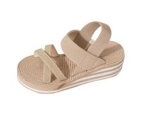 Genérico Sandalias Cómodas Mujer Ortopedicas Zapato Verano Sandalias de Verano para Mujer,Cómodas,Abiertas,Anchas,Elegantes,Descalzas,con Tacón de Cuña Y Cuerda Cerradas (Beige,40)