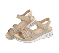 Genérico Sandalias Comodas Mujer,Sandalias Doradas Mujer,Zapatillas señora Mayor Ancho Especial,Zapatos Comodos Vestir Tacon Cuadrado,Zapatos Tacon Verano Marron