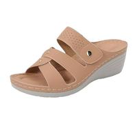 Genérico Sandalias Comodas Mujer Verano Plataforma Cómodas Sandalias de Cuña para Mujer: de Cómodas Y Sin Cordones para Caminar En Verano. Cerradas Por Delante Planas (Khaki,39)