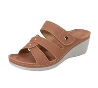 Genérico Sandalias Comodas Mujer Verano Plataforma Cómodas Sandalias de Cuña para Mujer: de Cómodas Y Sin Cordones para Caminar En Verano. Cerradas Por Delante Planas (Bronze,39)