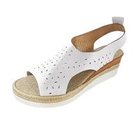 Genérico Sandalias Comodas Mujer Verano Plataforma Zapato Sandalias de Verano para Mujer con Tacón de Aguja,Punta Abierta,Gruesa Y Hueca Fucsia Zapatos Cuña (White,38)