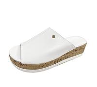 Genérico Sandalias Comodas Mujer Verano Zapatos Ortopedicos Sandalias Zapatos de Mujer Sólida de Verano Color Cuña Romanas Minimalistas (White,41)