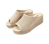 Genérico Sandalias Con Cuña Mujer Chanclas de Verano Sandalias para Playa Resistentes Al Agua Material de Lino Resistentes Al Agua Feria Artesanal Tour Cultural