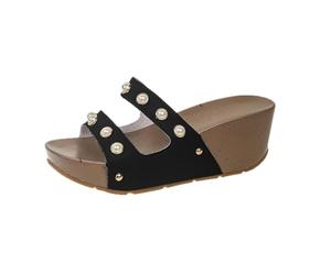 Genérico Sandalias Con Cuña Tipo Mujer De Playa Tacón Bajo Para Mujer Informales Huecas Plataforma Verano Ortopedicas Cuñas Negras Zapatos Comodos Vestir Comodas Sandalia Comoda Pies Negro 37