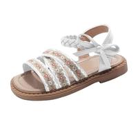 Genérico Sandalias con floral diseño cómodo y casual para juegos al exterior adecuadas para niñas desde doce meses hasta seis años (Beige, 25 Little Child)