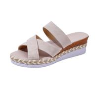 Genérico Sandalias con Plataforma Mujer Cómodas de Cuña Sandalias Informales de Punta Abierta para Mujer,Cómodas Y,para Uso En Exteriores. Playa Esparto (Beige,36)