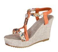 Genérico Sandalias con Plataforma Mujer Ortopedicas Sandalias de Cuña con Alpargatas Para Mujer,Informales,de,Punta Abierta,Cuñas Romanas,Tira Al Sandalia Marron Zapatos (Red,37)