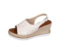 Genérico Sandalias con Plataforma Mujer Ortopedicas Tacon Sandalias Informales de Verano Para Mujer,con Tacón Inclinado,Estilo,Hebilla de Una Palabra Y Gruesa Esparto (White,43)