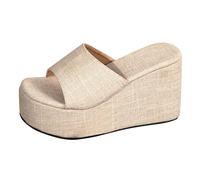 Genérico Sandalias con Plataforma Mujer Sandalias Marrones de Playa Transparentes de Tacón Para Mujer,Nuevas Gruesa con Detalle Palabra,Pala (Bg1,37)