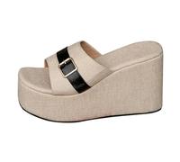 Genérico Sandalias con Plataforma Mujer Sandalias Marrones de Playa Transparentes de Tacón Para Mujer,Nuevas Gruesa con Detalle Palabra,Pala (Bg3,40)